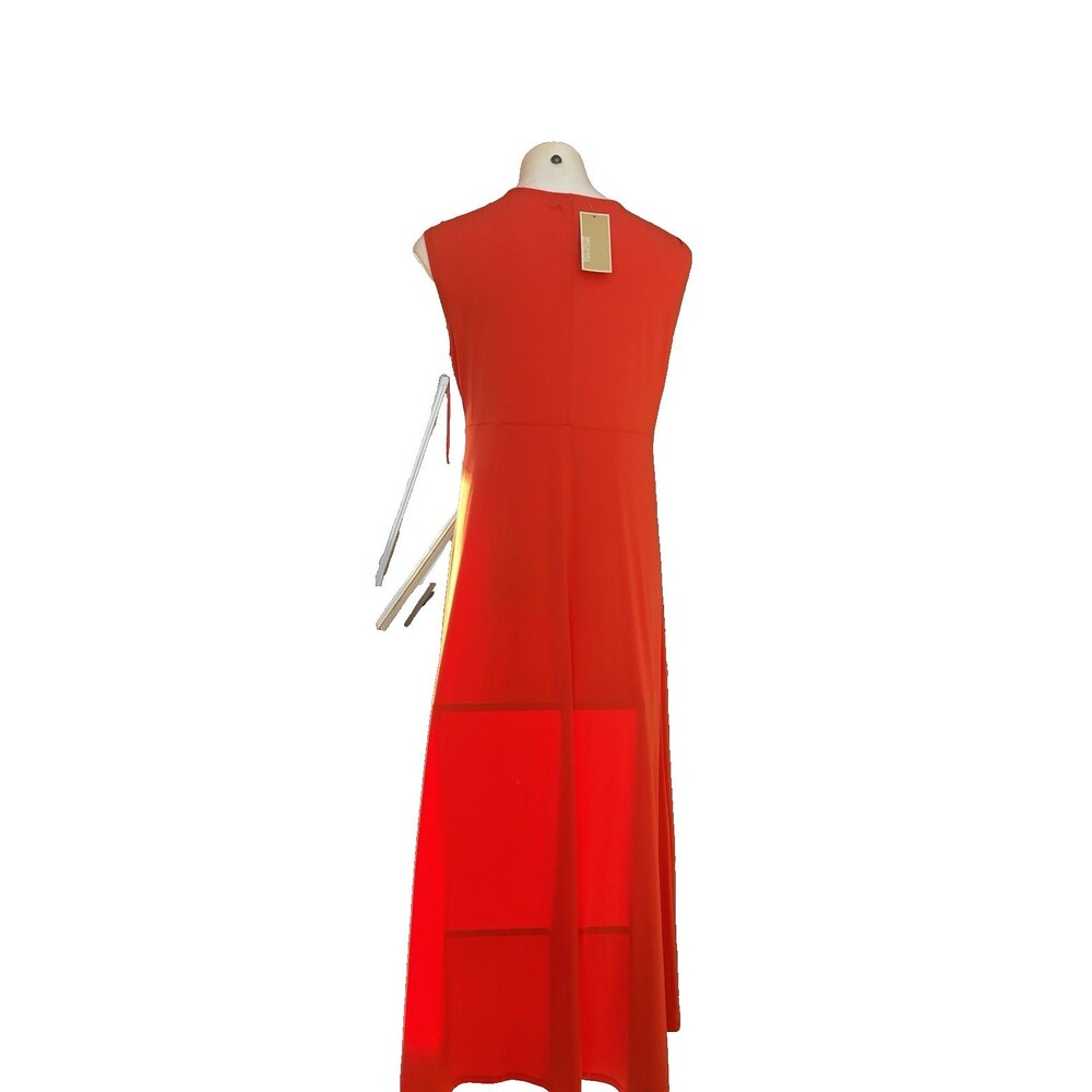 Michael Kors Cherry Tomato Red Dress Womens L Sleeveless V Neck Empire Waist - Picture 6 of 16